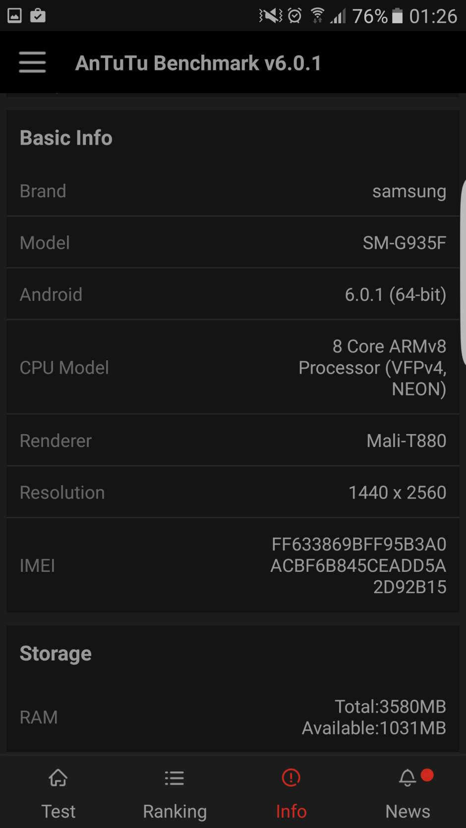 Samsung Galaxy S7 Edge Benchmark