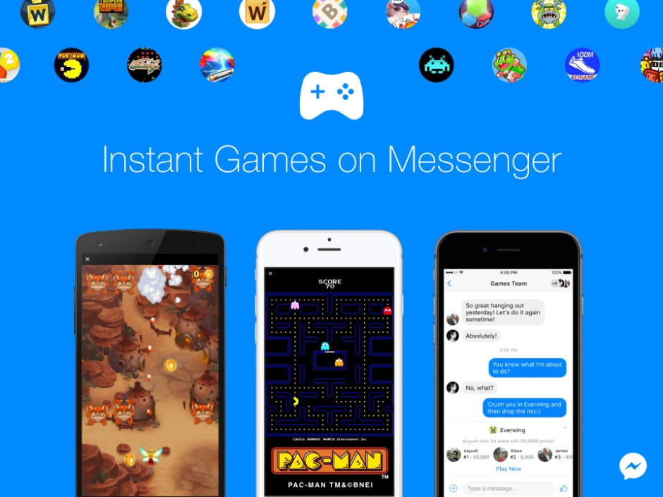 Facebook will now allow developers to build instant games for Messenger which will also generate a new revenue stream for its chat app.