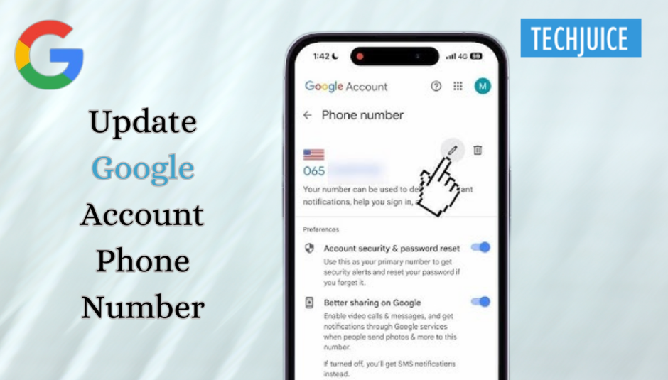 Update your phone number on Google account