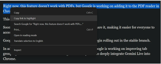 Google To Introduce Link To Text Fragment Feature For Pdf Reader In Chrome 