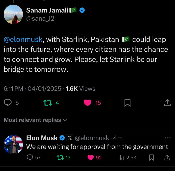 Starlinks Entry Into Pakistan Pending Government Approval Says Elon Musk 